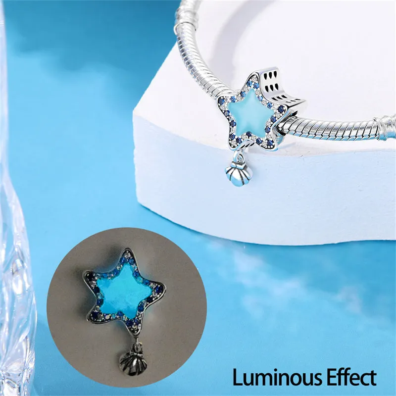 S925 Silver Luminous Ocean Series Charms Bead Grow in the Dark For Bracelet and Necklace
