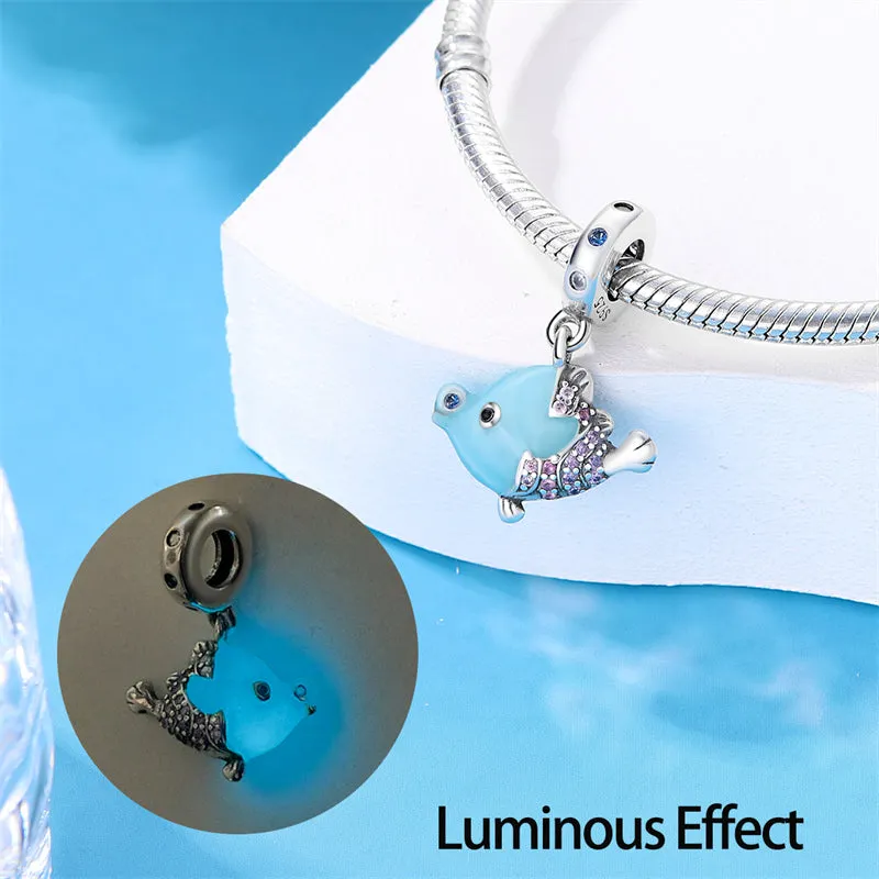 S925 Silver Luminous Ocean Series Charms Bead Grow in the Dark For Bracelet and Necklace