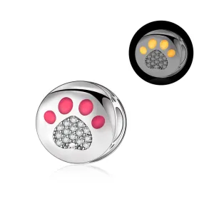 S925 Silver Pet Paw Print Luminous Charm Grow in the Dark