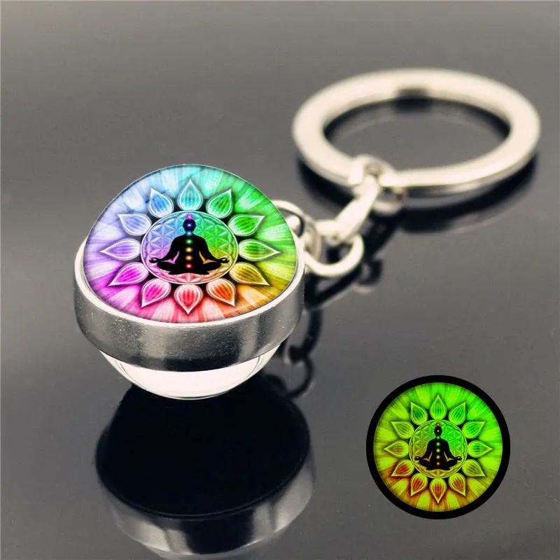 Seven Chakra Glass Ball Luminous keychain