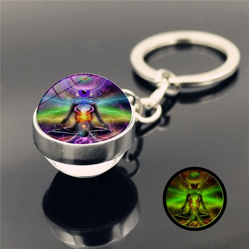 Seven Chakra Glass Ball Luminous keychain