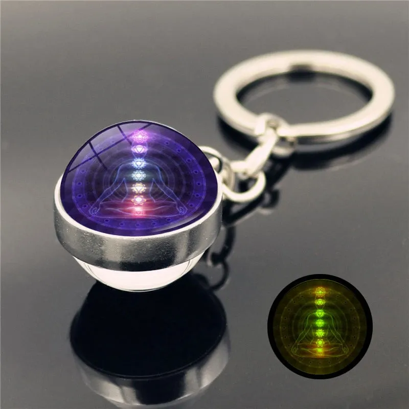 Seven Chakra Glass Ball Luminous keychain