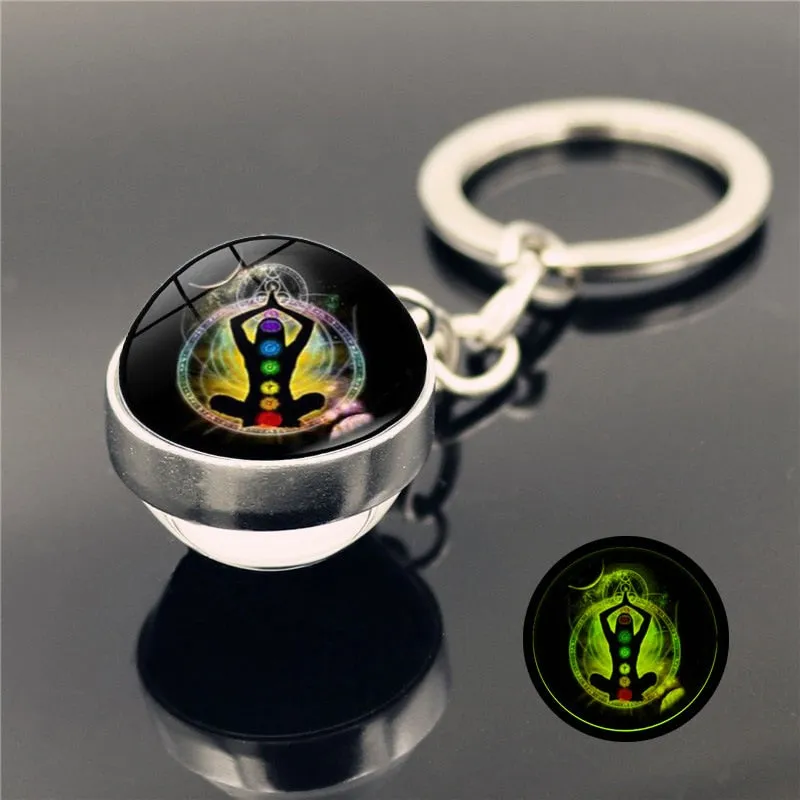 Seven Chakra Glass Ball Luminous keychain