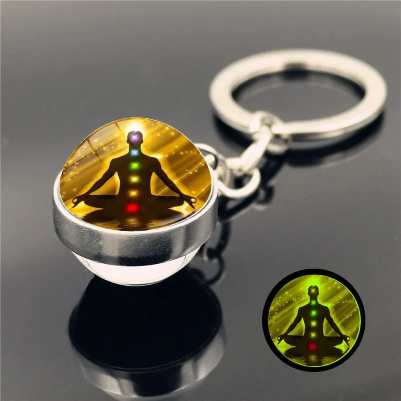 Seven Chakra Glass Ball Luminous keychain