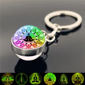 Seven Chakra Glass Ball Luminous keychain