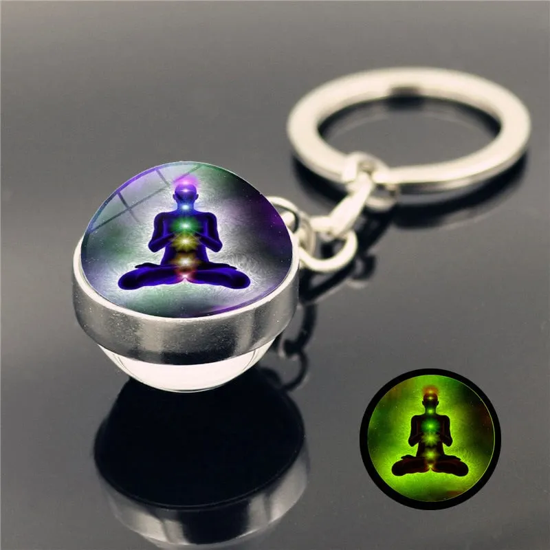 Seven Chakra Glass Ball Luminous keychain