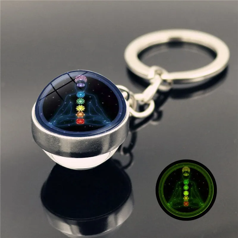 Seven Chakra Glass Ball Luminous keychain