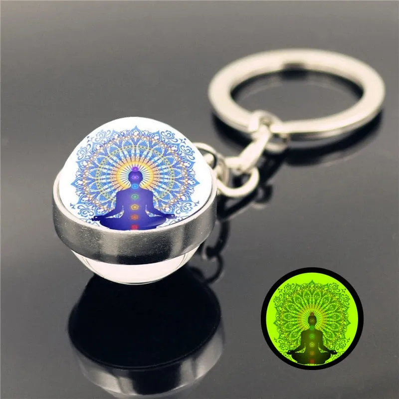 Seven Chakra Glass Ball Luminous keychain
