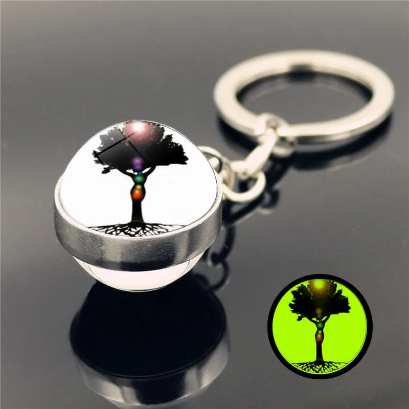 Seven Chakra Glass Ball Luminous keychain