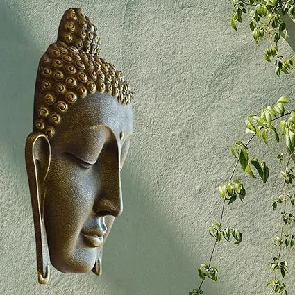 Shawshank Indoor/outdoor decor 3 Feet Buddha Face Wall Hanging Mural Showpiece for Home Entrance Decor, Office, Study Room - Idol Statue Shri Buddha face Wall Mount