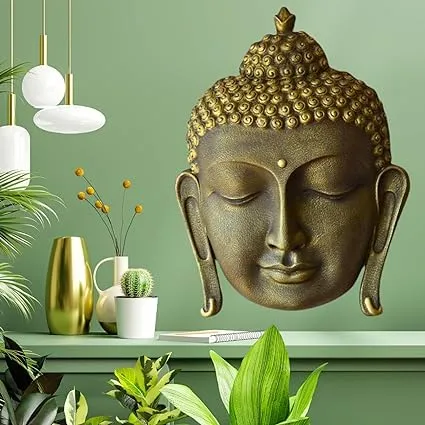 Shawshank Indoor/outdoor decor 3 Feet Buddha Face Wall Hanging Mural Showpiece for Home Entrance Decor, Office, Study Room - Idol Statue Shri Buddha face Wall Mount