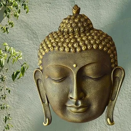 Shawshank Indoor/outdoor decor 3 Feet Buddha Face Wall Hanging Mural Showpiece for Home Entrance Decor, Office, Study Room - Idol Statue Shri Buddha face Wall Mount