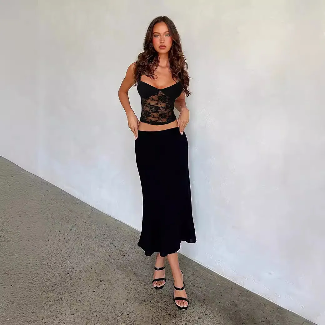 Sheer Knit Graceful Wide Leg Pants