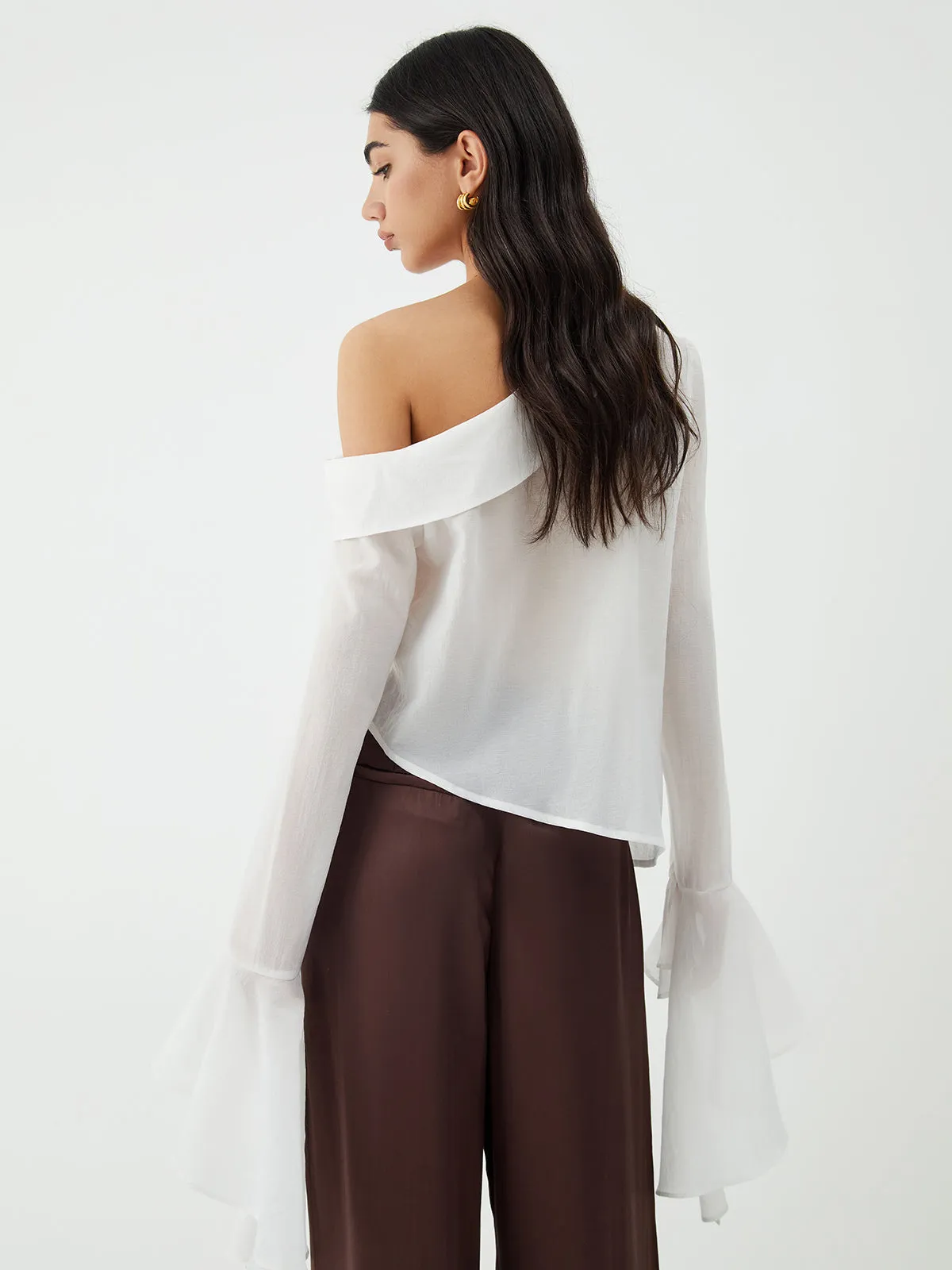 Sheer Mesh Graceful Long Sleeve Shirt