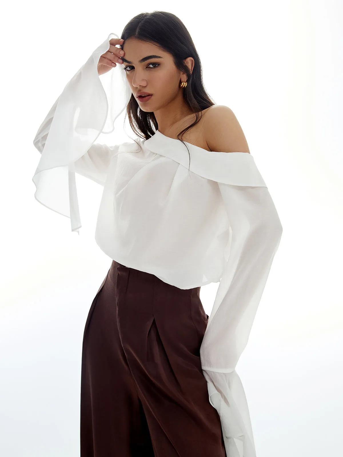Sheer Mesh Graceful Long Sleeve Shirt