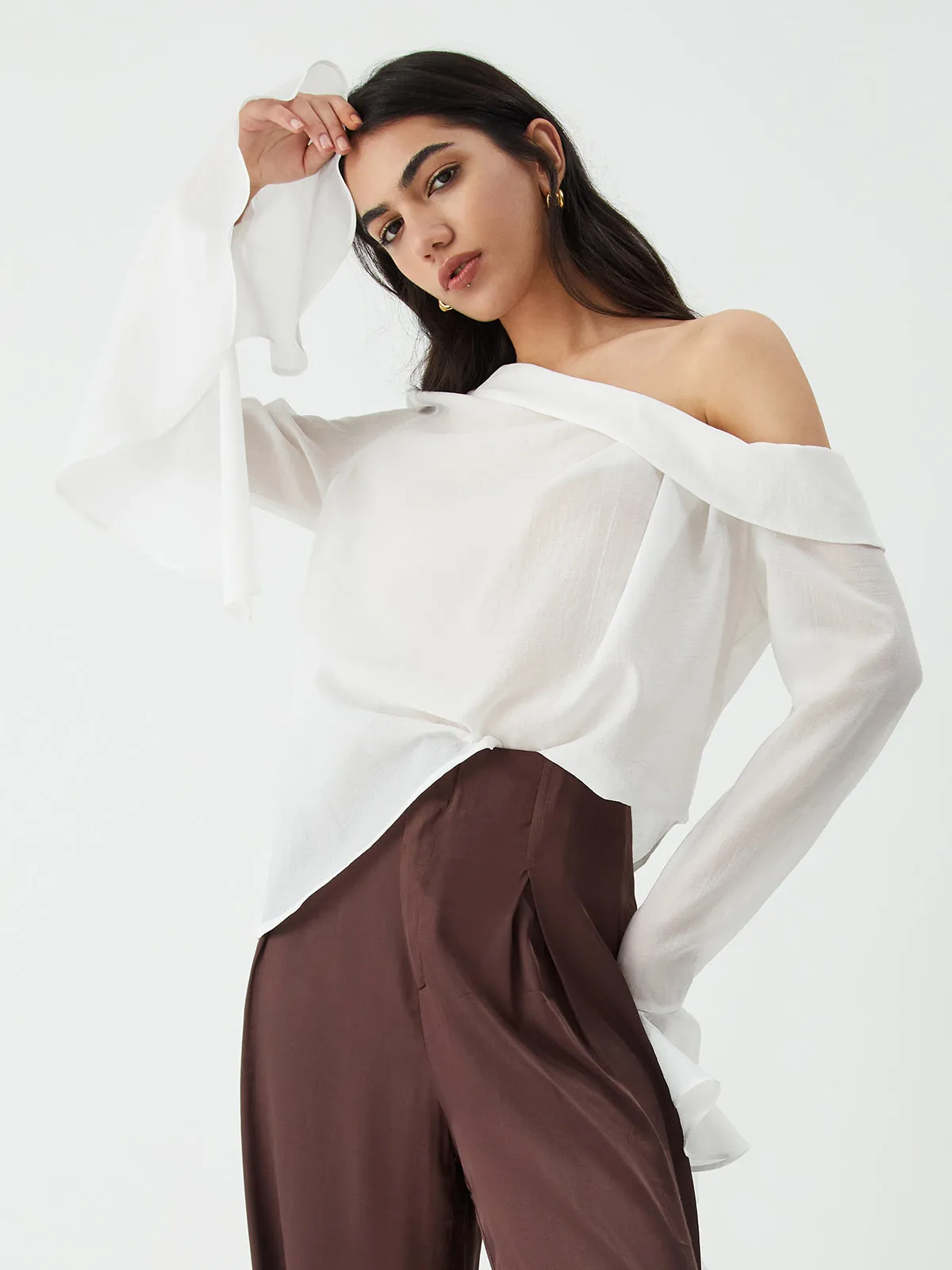 Sheer Mesh Graceful Long Sleeve Shirt