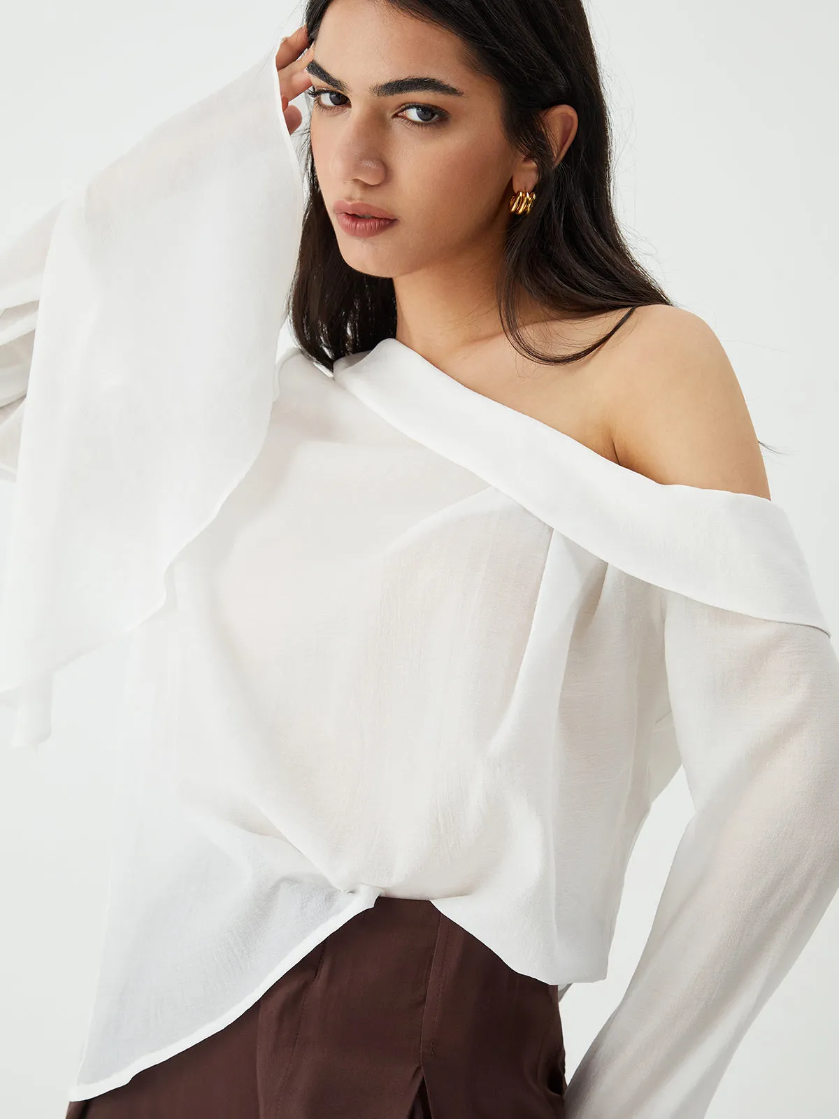 Sheer Mesh Graceful Long Sleeve Shirt