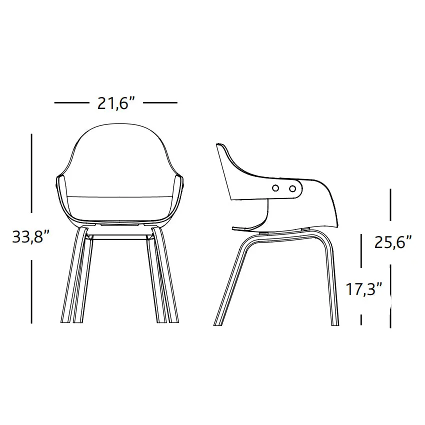 Showtime Nude Wood Chair with Stitching Leather Seat