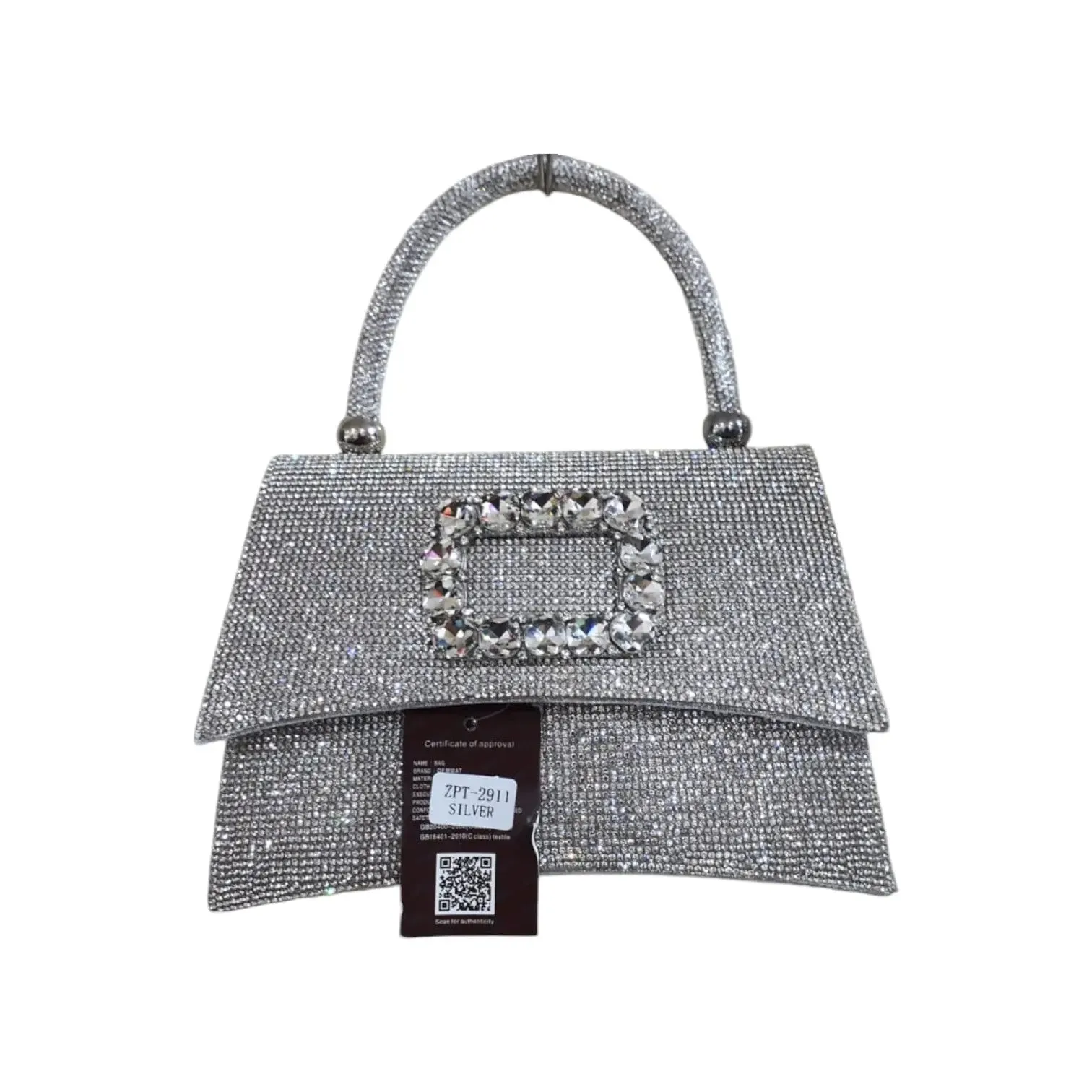 Silver Crystal Embellished Elegant Bag