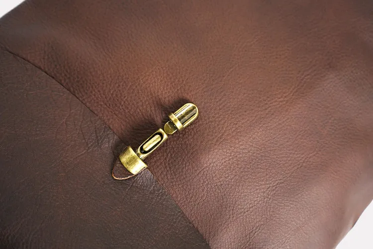 Simple Coffee Leather Backpack for Women