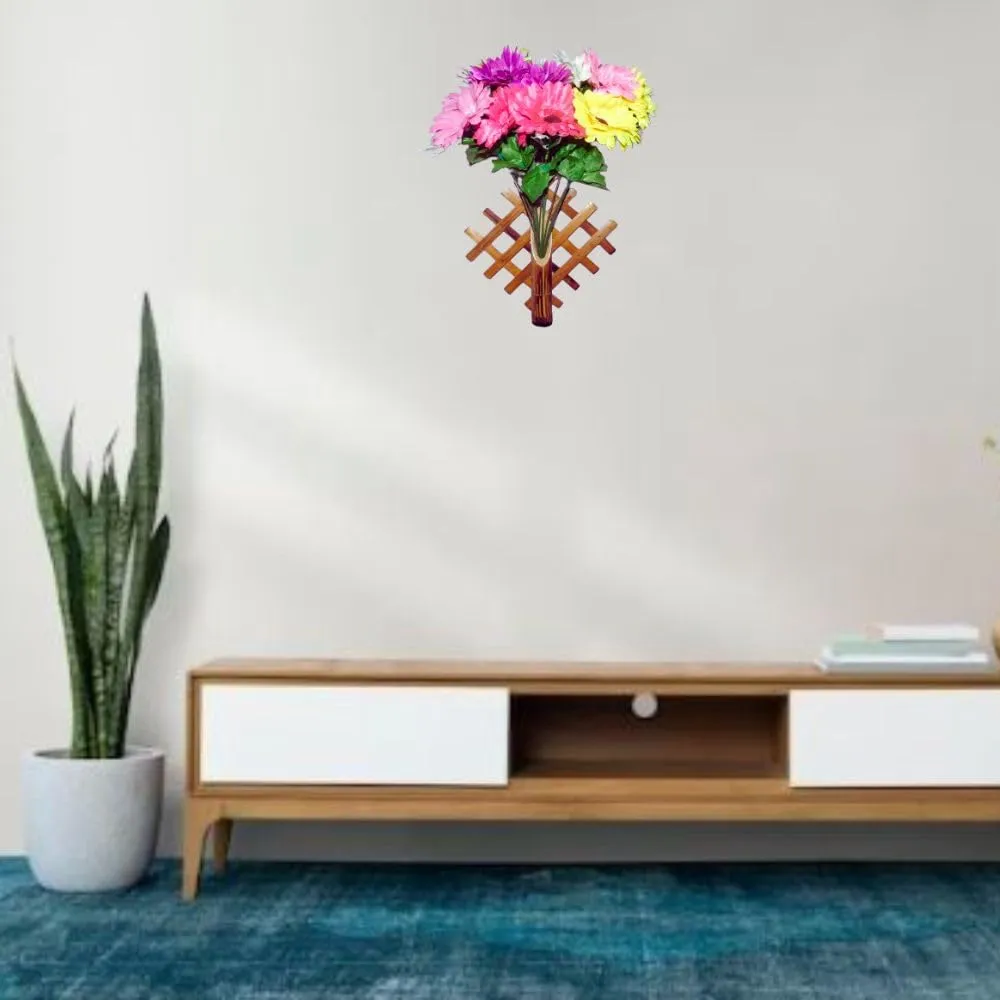 Singaa Wall Hanging Handcrafted Bamboo vases for Flower stand in Home ∣ Office ∣ Garden ∣ Living Room Decore Pack of 2 (Vases only) 25ⅹ25 CM