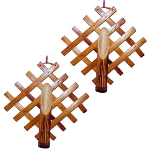 Singaa Wall Hanging Handcrafted Bamboo vases for Flower stand in Home ∣ Office ∣ Garden ∣ Living Room Decore Pack of 2 (Vases only) 25ⅹ25 CM