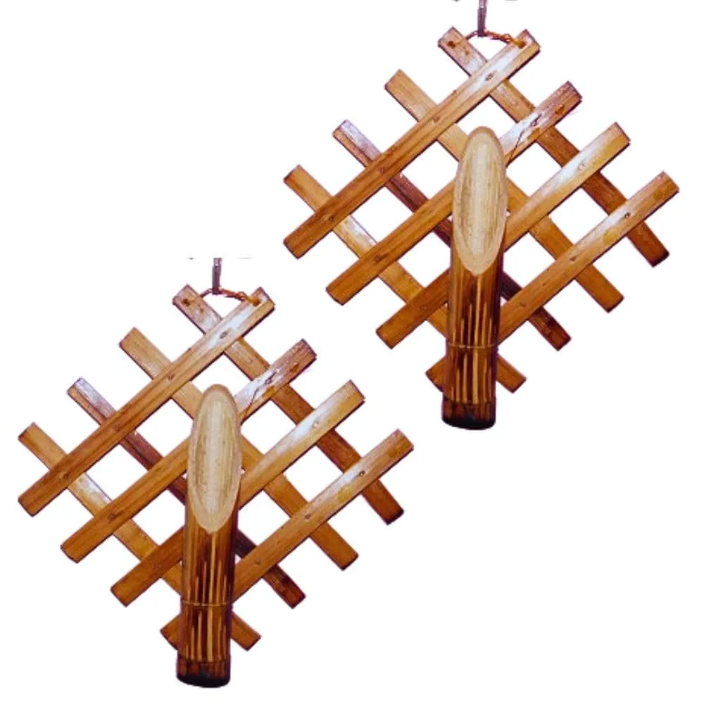 Singaa Wall Hanging Handcrafted Bamboo vases for Flower stand in Home ∣ Office ∣ Garden ∣ Living Room Decore Pack of 2 (Vases only) 25ⅹ25 CM