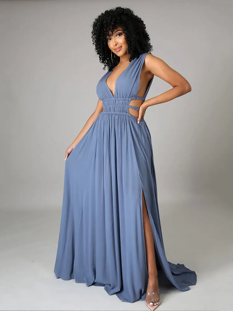 Sleeveless V Graceful Neck Blazer Dress