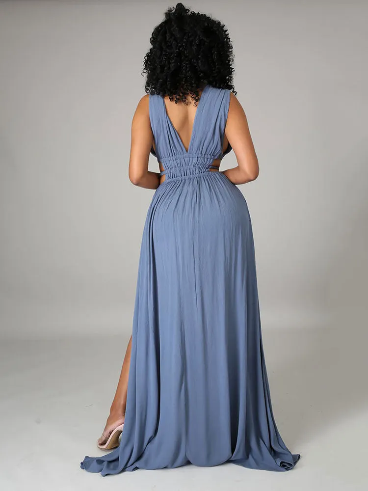 Sleeveless V Graceful Neck Blazer Dress