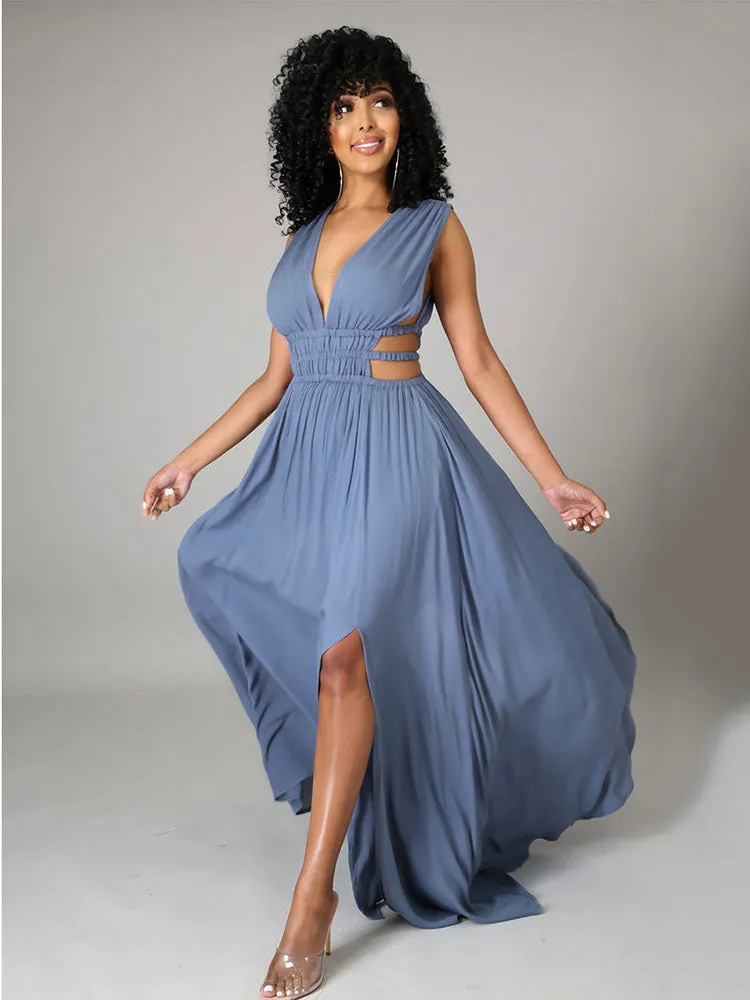 Sleeveless V Graceful Neck Blazer Dress