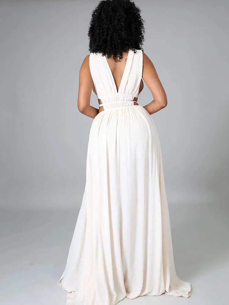 Sleeveless V Graceful Neck Blazer Dress