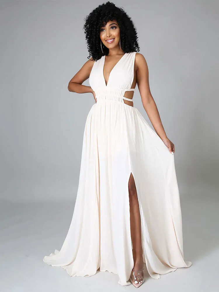 Sleeveless V Graceful Neck Blazer Dress