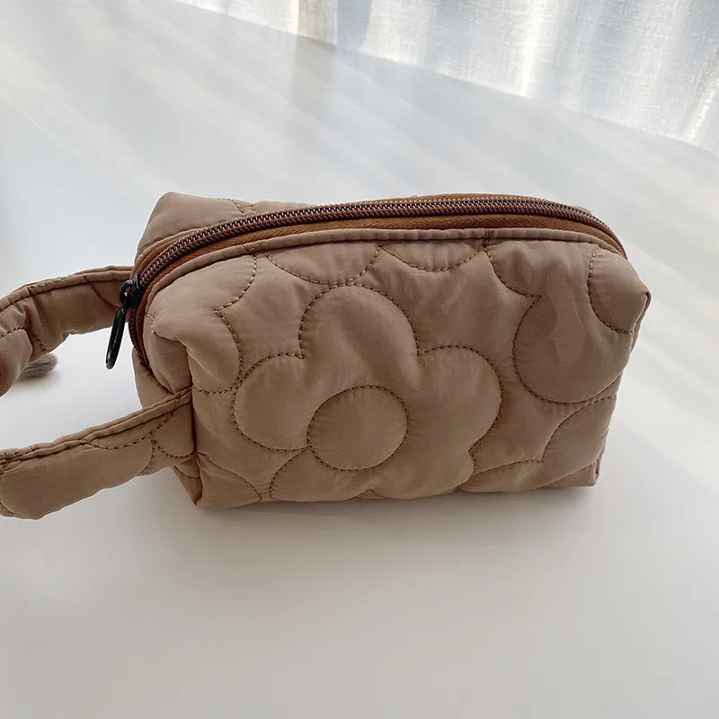 Small flower puffer makeup bag