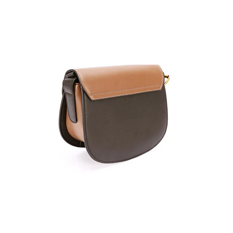 Small Womens Brown Leather Crossbody Saddle Bag Purse Shoulder Bag for Women