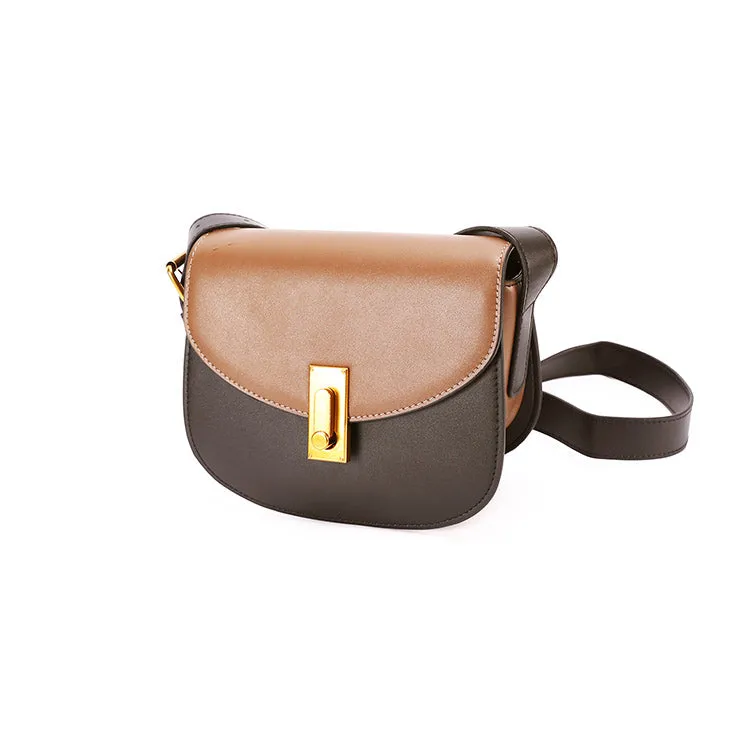 Small Womens Brown Leather Crossbody Saddle Bag Purse Shoulder Bag for Women