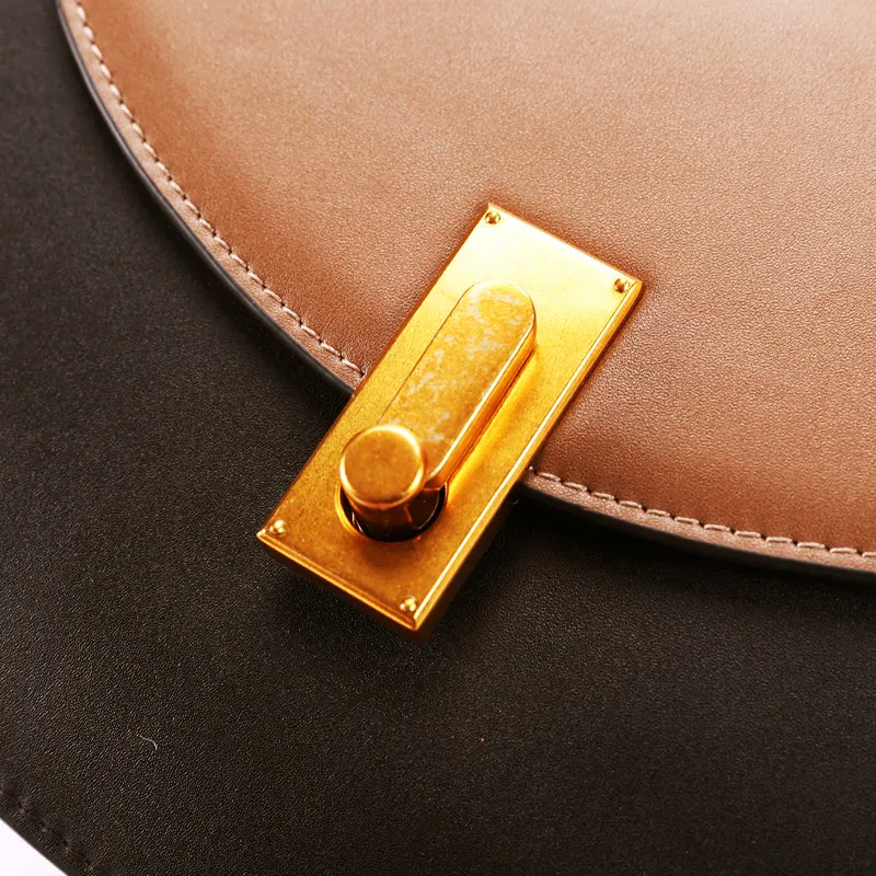 Small Womens Brown Leather Crossbody Saddle Bag Purse Shoulder Bag for Women