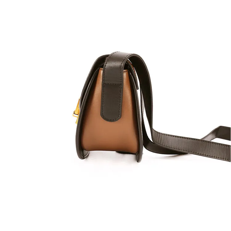 Small Womens Brown Leather Crossbody Saddle Bag Purse Shoulder Bag for Women