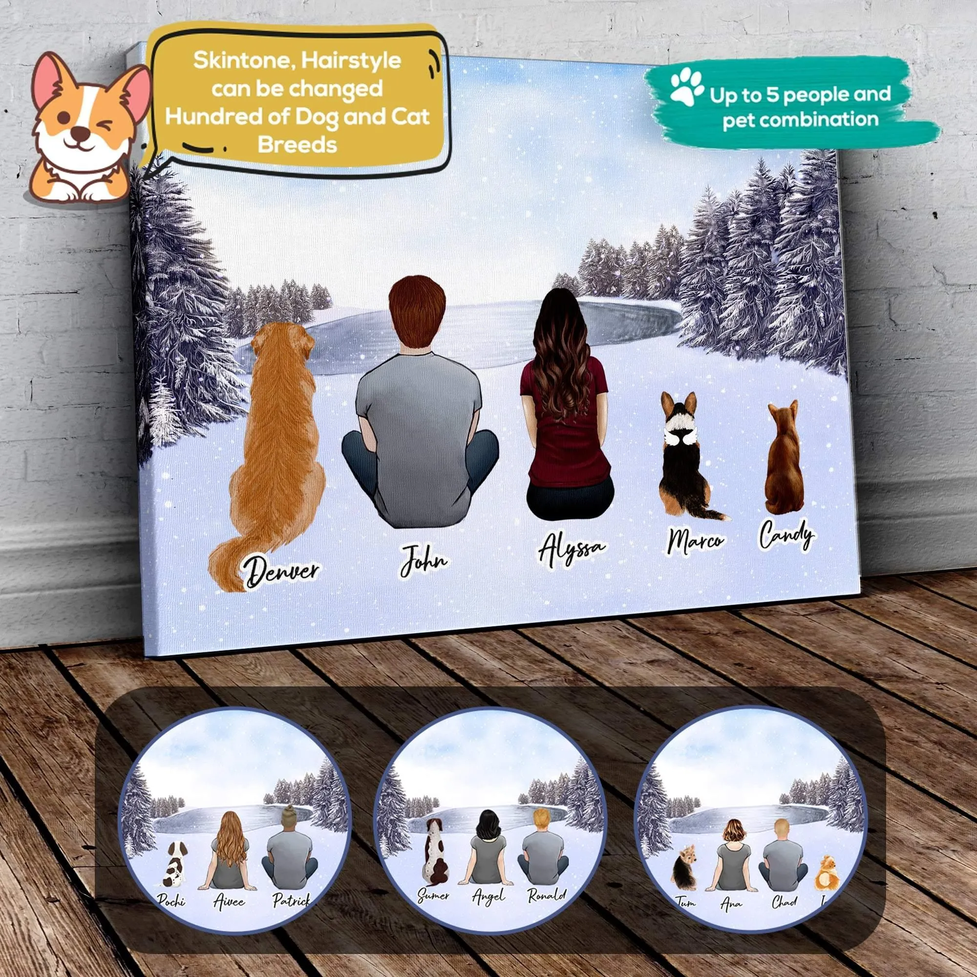 Snow Personalized Pet & Owner Wrapped Canvas