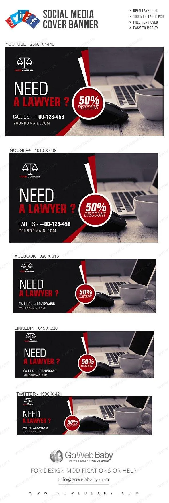 Social Media Cover Banner - Advocate Services For Website Marketing