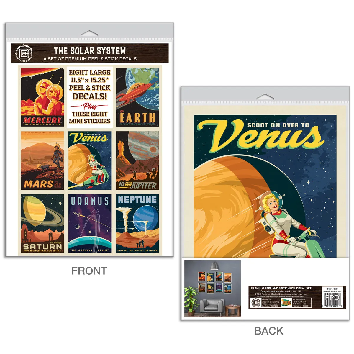 Solar System Planets Vinyl Decal Set of 16
