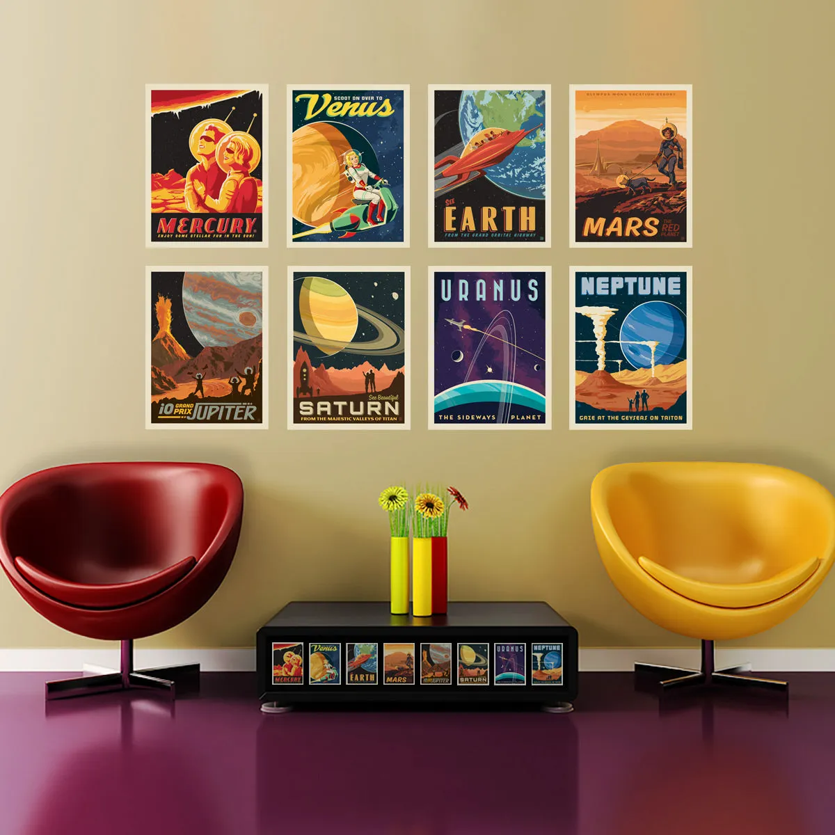 Solar System Planets Vinyl Decal Set of 16