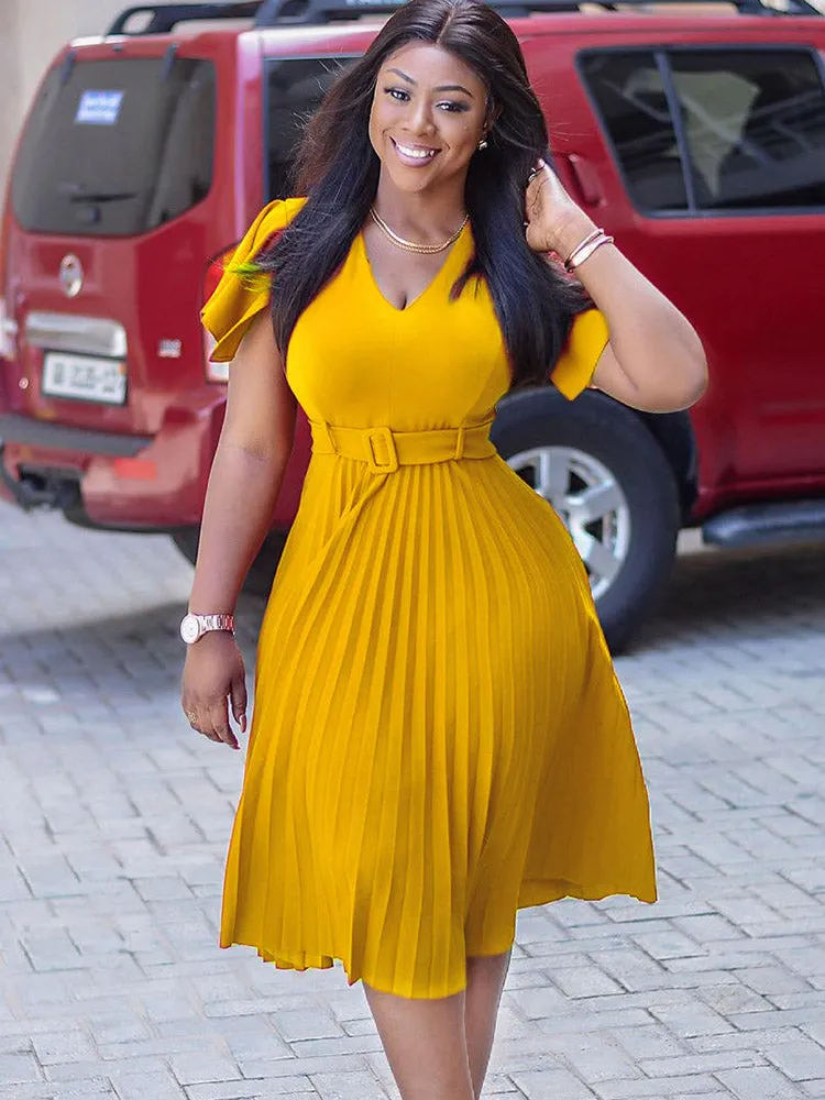 Solid Batwing Graceful Sleeve Maxi Dress
