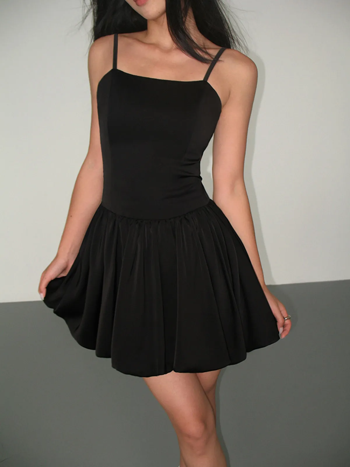 Solid Cami Graceful Short Dress