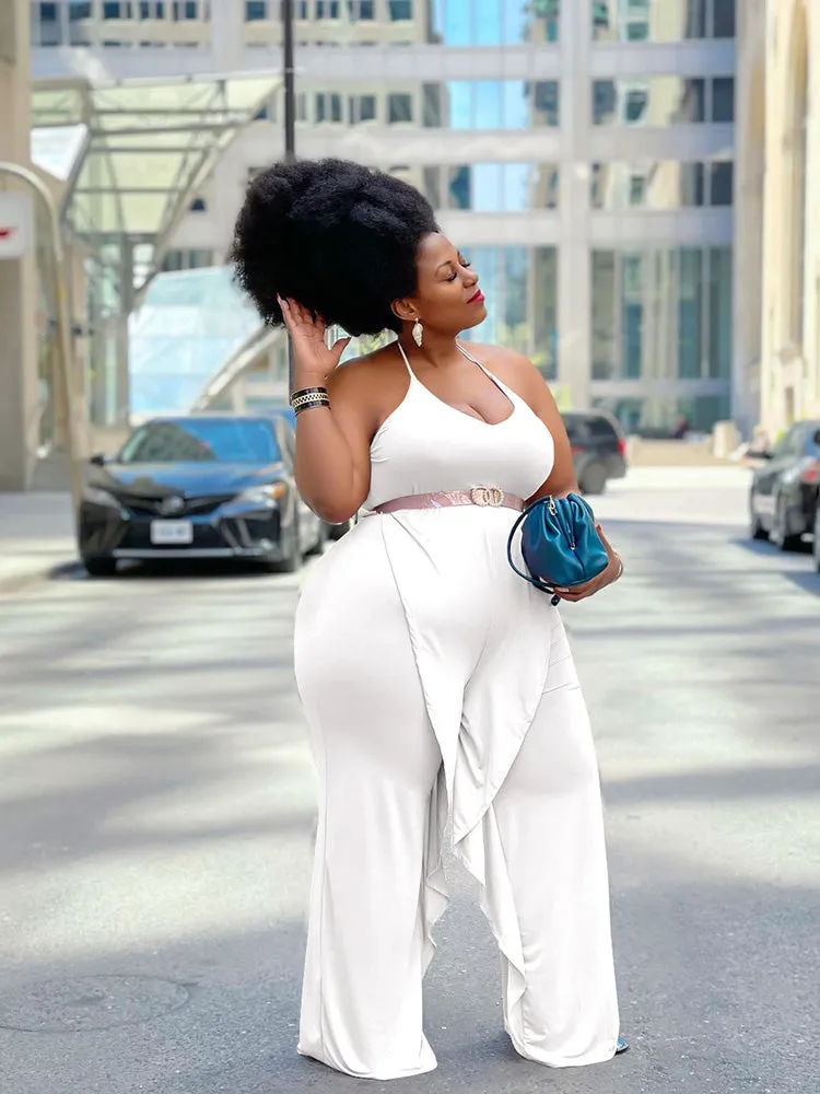 Solid Color Graceful Ruffle Dress