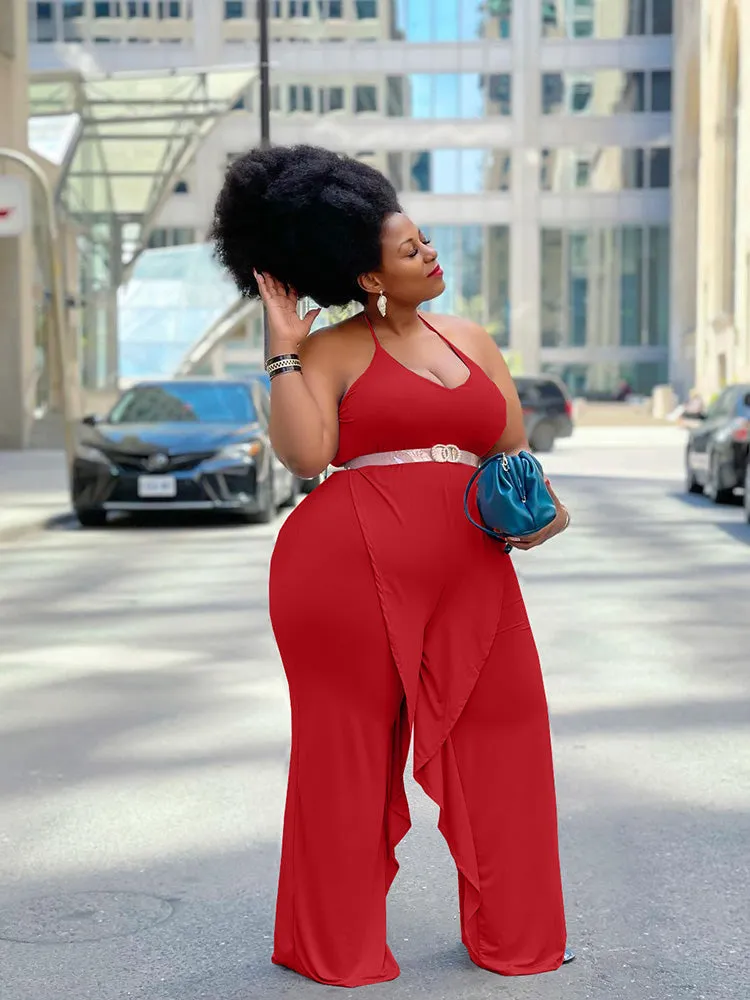 Solid Color Graceful Ruffle Dress