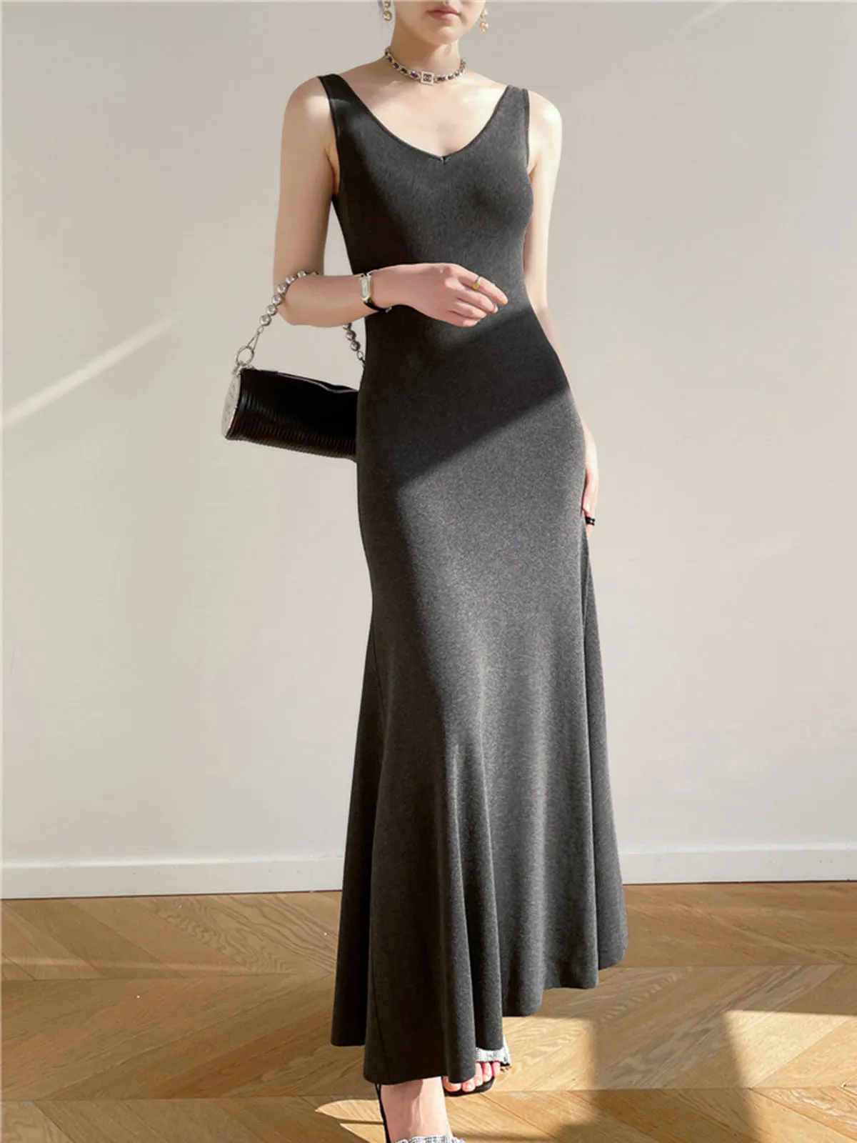 Solid Tank Graceful Long Dress