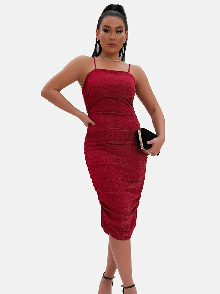 Spaghetti Strap Graceful Slit Bodycon Dress