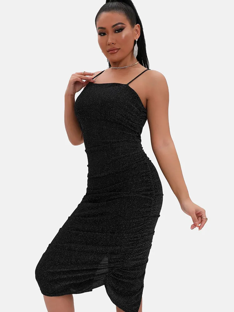 Spaghetti Strap Graceful Slit Bodycon Dress