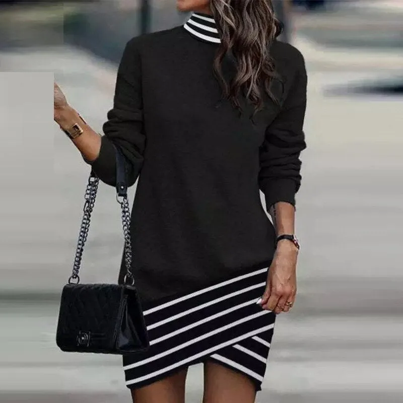 Spring Autumn Graceful Print Causal Dress