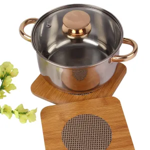 Square Shape Heating Insulation Wooden Coaster Heat Table Ware Pad Place mat for Hot Utensils - set of 2